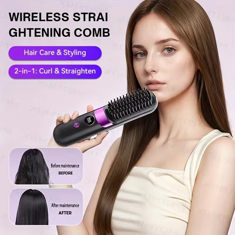 SmoothBrush Pro™ – Cepillo Alisador Inalámbrico - Cabello perfecto en minutos, Ahorra tiempo y esfuerzo.