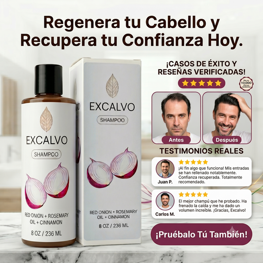 Shampoo Excalvo: Tratamiento capilar artesanal diseñado para hombres- Resultados en 45 Dias