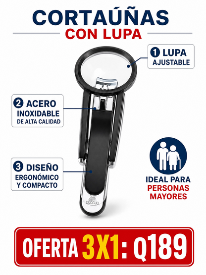 CORTA UÑAS CON LUPA