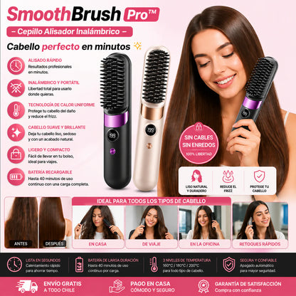 SmoothBrush Pro™ – Cepillo Alisador Inalámbrico - Cabello perfecto en minutos, Ahorra tiempo y esfuerzo.